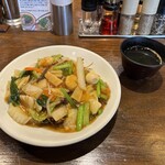 中華dining天鳳 - 五目あんかけ焼そばとセットのわかめスープ('25/01/05)