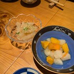 ぼんぼん亭 - かぶと柿の酢の物、クラゲ酢