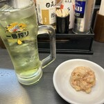 日高屋 - 緑茶ハイと明太ポテト