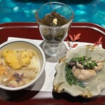 suiren - わかさぎ南蛮漬け、もずく酢、牡蠣の蒸し物