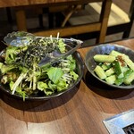 でめきん - ・韓国風チョレギサラダ・旨塩キュウリ