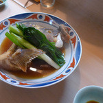 鮓秀 - あこうの頭の煮付け。やはりうまい。ネギがたまらん。