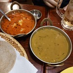 プルジャ ダイニング - ⑩チキンカレー＆⑪ダルカレー