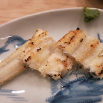 治鮨 - 26年6月　穴子白焼き　カボス南蛮辛子で