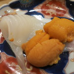 治鮨 - 26年6月　雲丹、アオリイカ