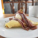 comame - モンブランクレープ1100円　+バニラアイストッピング150円　カフェオレ550円