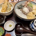 Sojibō Nara Family店 - 「大海老天丼と選べるそばの定食」大盛り+揚げ餅