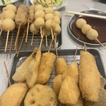 串カツ田中 - ナス、レンコン、イカ、玉ねぎ、シイタケ