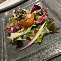 S kashiwa - オマール海老　キャビア　奈良卵 ノルウェー産サーモン自家燻製 森田農園野菜