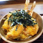 ぶんぷく - エビヒレ丼。あっぷ。