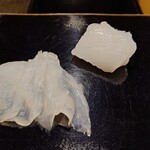 日本橋蛎殻町 すぎた - お造り　大分の皮剥、神奈川県長居の障泥烏賊