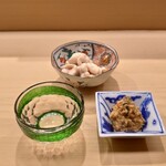 日本橋蛎殻町 すぎた - 鮟肝と胡瓜の奈良漬け､新政 貴醸酒 陽乃鳥､鱈の白子の冷製お出汁
