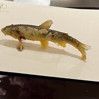 天七 - ■旬の逸品：稚鮎￥800…一匹まるごと揚げられた稚鮎は、まるで芸術作品。黄金色の衣とふっくらとした身とのコントラストが美しい。口にした時のサクサクとした食感と、身の繊細な味わい。口の中に広がる旨みが格別。