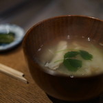 柳家 - 天然鮎雑炊と抜き菜の胡瓜漬け