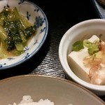 魚料理 芝文 - 小松菜炒め・豆腐