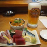 大衆酒場 正宗屋 - お造り盛り合わせ ＆ どて焼き