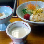 花ゆう膳 - 峰岡豆腐と豆腐サラダ、豆乳