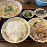 裏飯屋 菊や食堂 - 日替わり定食（うどん付）豚しゃぶ 880円