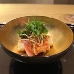 眞善美 - 上湯で炊いた海老芋　黒毛和牛サーロイン　三関せり　ガーリックソース