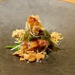 眞善美 - 真鯛　揚げた焼売の皮　カシューナッツ　ピーナッツオイル