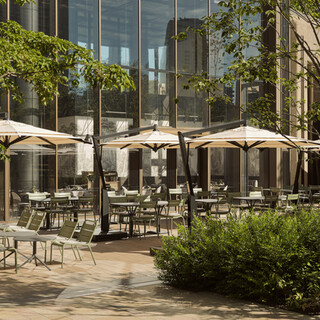 愛犬と一緒に過ごせる。自然豊かな中庭に面したテラス席もご用意