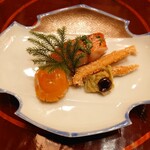 是しん - 強肴(金目鯛、柿の種、きんかん)