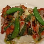 鉄板焼とお好み焼 みしまや - とりもものトマトチーズ焼き