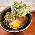 梅もと 中野店 - 梅もと　春菊天・生卵そば