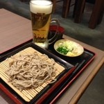 ざるそば 480円、プレモル