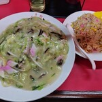 有華飯店 - 皿うどんセット（太麺）@900