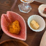 BISTRO ENFOURNER - 「キャロットラぺ」「クリームチーズの西京味噌漬け」「一口スイーツ」
