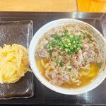 こだわりうどん一道 - たまねぎ天&肉うどん