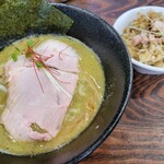 貝ガラ屋  町田 - 濃厚牡蠣ソバ貝めしセット 1,220円