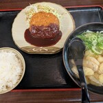 人力うどん - メンチカツうどんセット　ごぼ天トッピング