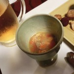 漁菜克献 - 【2014年6月】珍味ほや。塩からではなく酢の物です。サッパリアッサリと美味しい～♡　（かなり食べてからの撮影。)