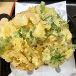 蕎麦 こばやし - 別皿で提供されたかき揚げ　えびちゃんが嬉しい！