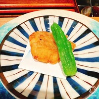 鮨 水天一碧 - 分厚いカワハギの竜田揚げ　旨み炸裂です