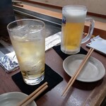 京祇園ねぎ焼 粉 - 定番ハイボール濃いめと生ビール