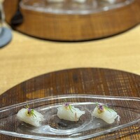 十皿 - 淡路産　寒平目のカルパッチョ　カラスミソース