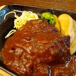 ステーキ厨房 紅花 - あらびきハンバーグセット