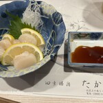 たかい - ホタテ刺身　新鮮✨