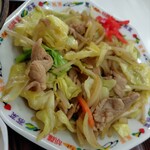 ふたばや - 玉ねぎもやしキャベツ人参豚肉、紅生姜添えの肉野菜炒め