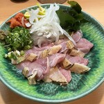 もんどう - 特選丹波地鶏（黒鶏）ももたたき@１３００円！