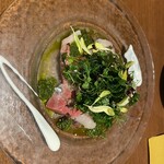 トラットリア イル レガーロ - プリのディル、オリーブオイルの前菜