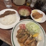 かつれつ四谷たけだ - カキバター焼定食＋カキフライ＋カレーちょいがけ