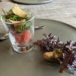 楽の蔵　レストランChez tomo. - マグロハーブ風味のタルタル     ヤマメのフリット