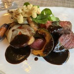 楽の蔵　レストランChez tomo. - お肉料理には野菜もふんだんに使われてます