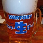 馬肉酒場 馬鹿うま精肉店 - 生ビールジョッキ(サントリーモルツ)