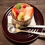日本料理 馳惣 - みかんわらび餅、ゆり根クリーム、果物