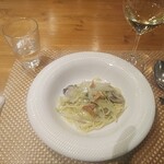 アル・ケッチァーノ  - 牡蠣と長ネギのペペロンチーノ　安定の一品だが、ゆで加減と食材との味付けのバランスが絶妙である